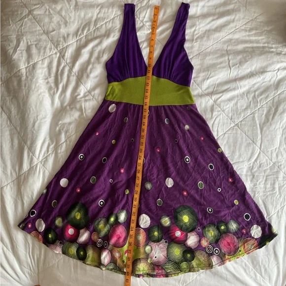 Whimsical Purple and Green Summer Dress - Picture 8 of 9